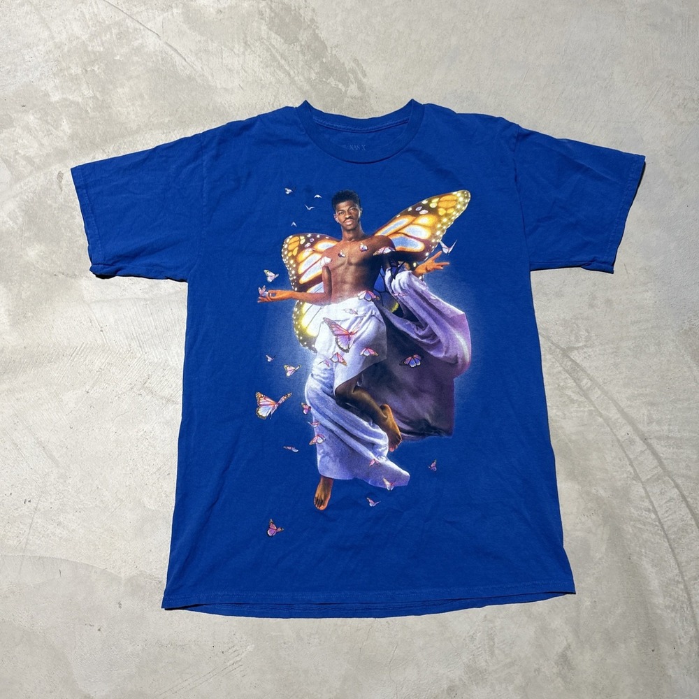 Lil Nas X Long Live Montero Tour Graphic T-shirt SZ Large Blue Tee Concert Music